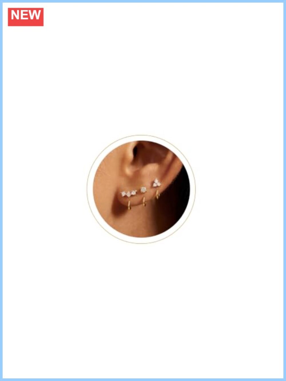 14K Gold Plated Half Hoop Huggie Earrings Set Backless C-Shape